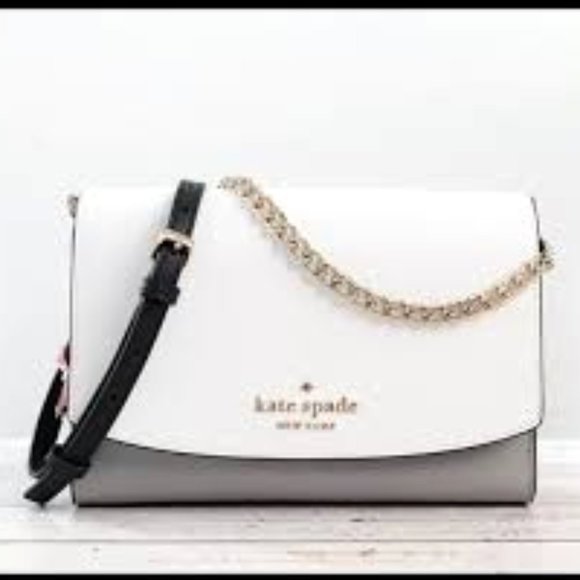 NWT Kate Spade Carson Leather Colorblock Crossbody Satchel Gray White Black MINT - Picture 8 of 15